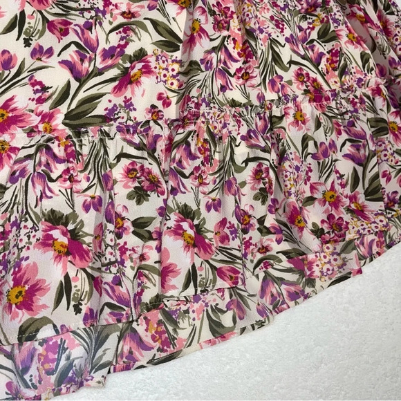 Lane Bryant Plus Size Floral Assymetric Hem Faux Wrap Knee Length Skirt Fair - Picture 7 of 12